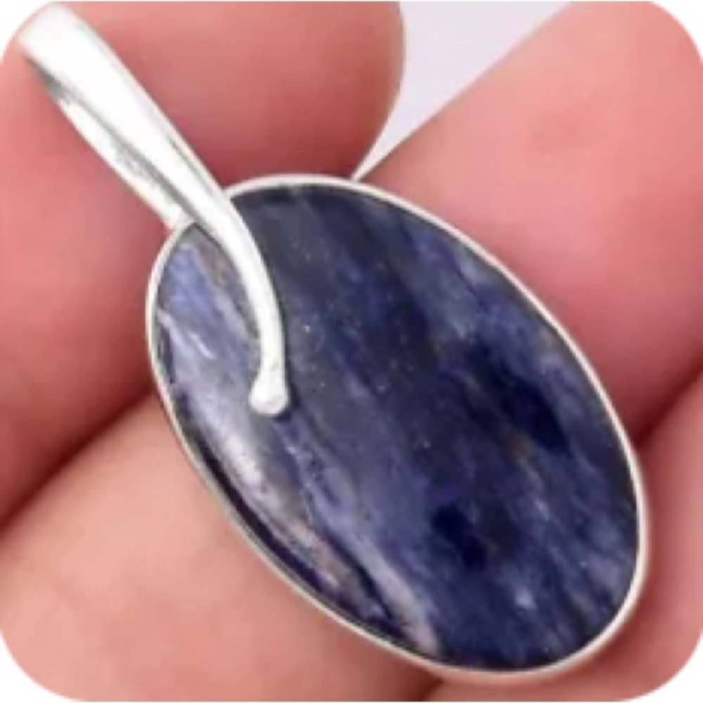 Rare Dumortierite sterling silver pendants - Picture 2 of 3